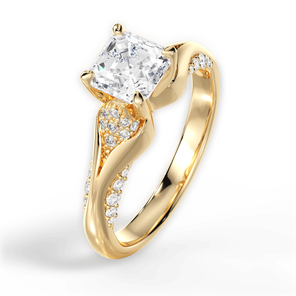 Isabel Asscher Cut Lab Grown Diamond 18Kt Yellow Gold Engagement Ring - View 4