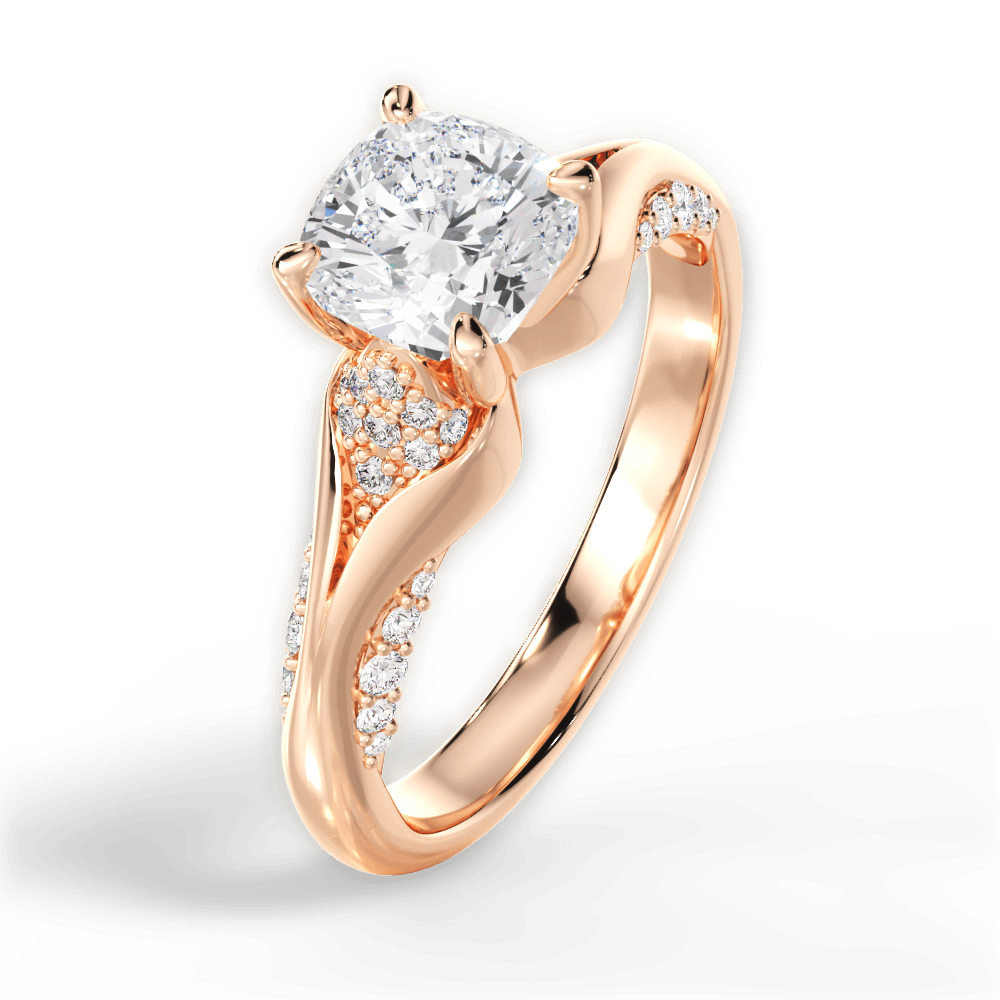 Isabel Cushion Cut Lab Grown Diamond 18Kt Rose Gold Engagement Ring - View 2
