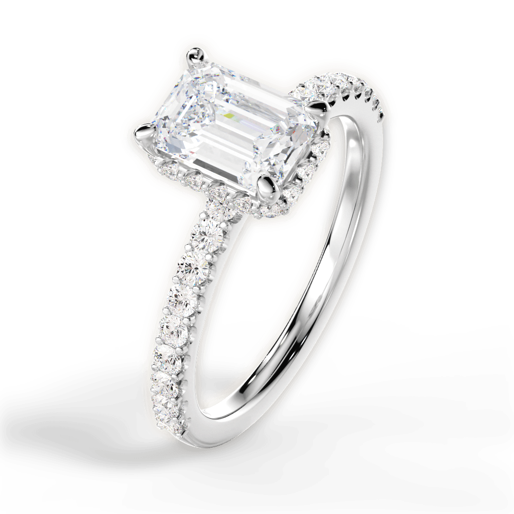 Isabella Emerald Cut Lab Grown Diamond Platinum Engagement Ring - View 3