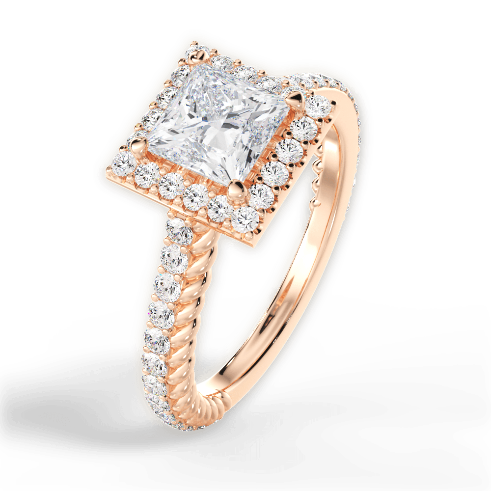 Kim Princess Cut Lab Grown Diamond 18Kt Rose Gold Engagement Ring - View 4