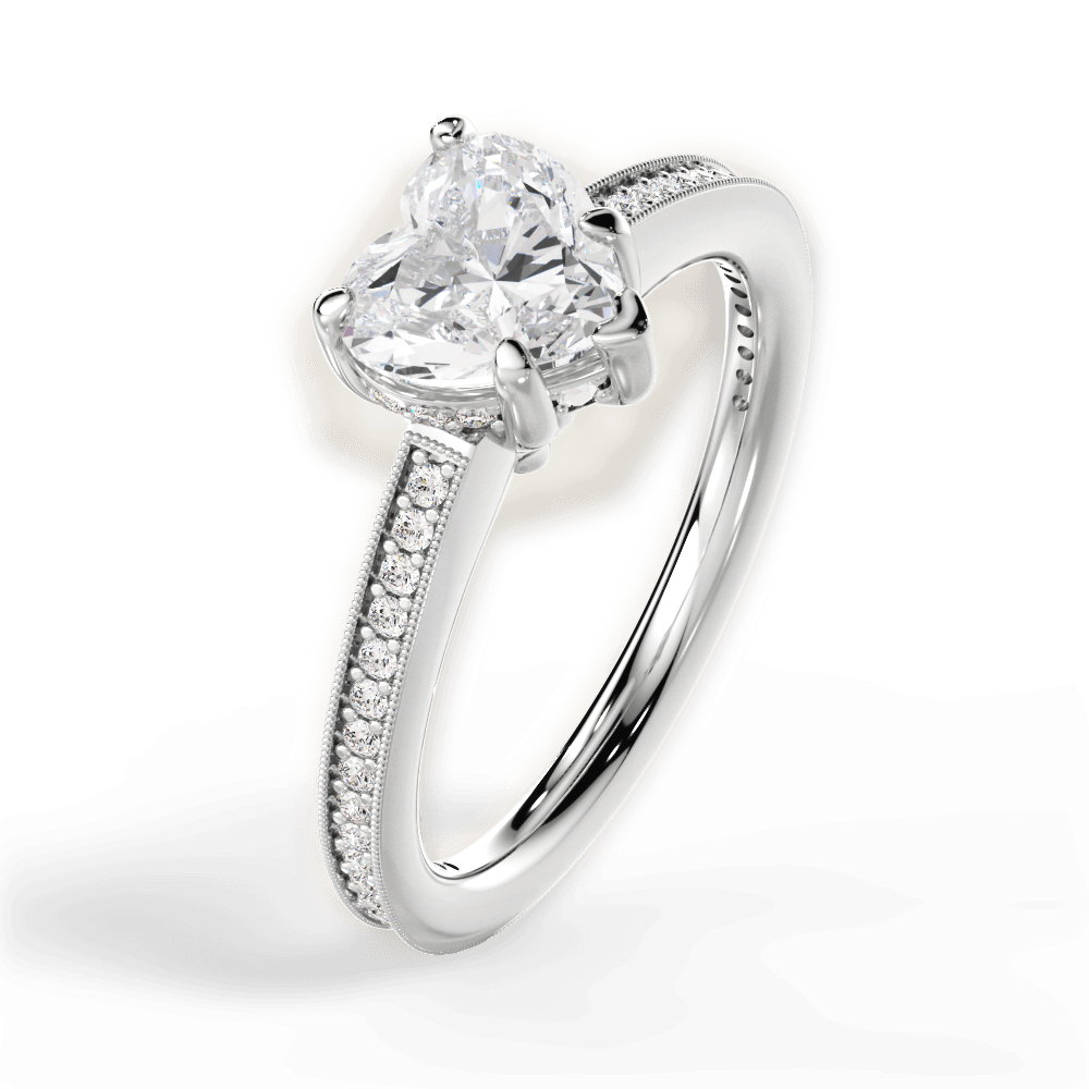Janet Heart Cut Lab Grown Diamond 14Kt White Gold Engagement Ring - View 4