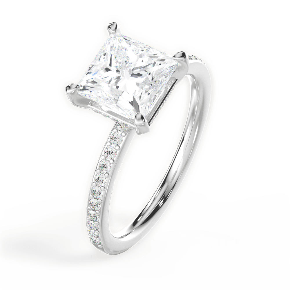 Janice Princess Cut Lab Grown Diamond 14Kt White Gold Engagement Ring - View 3
