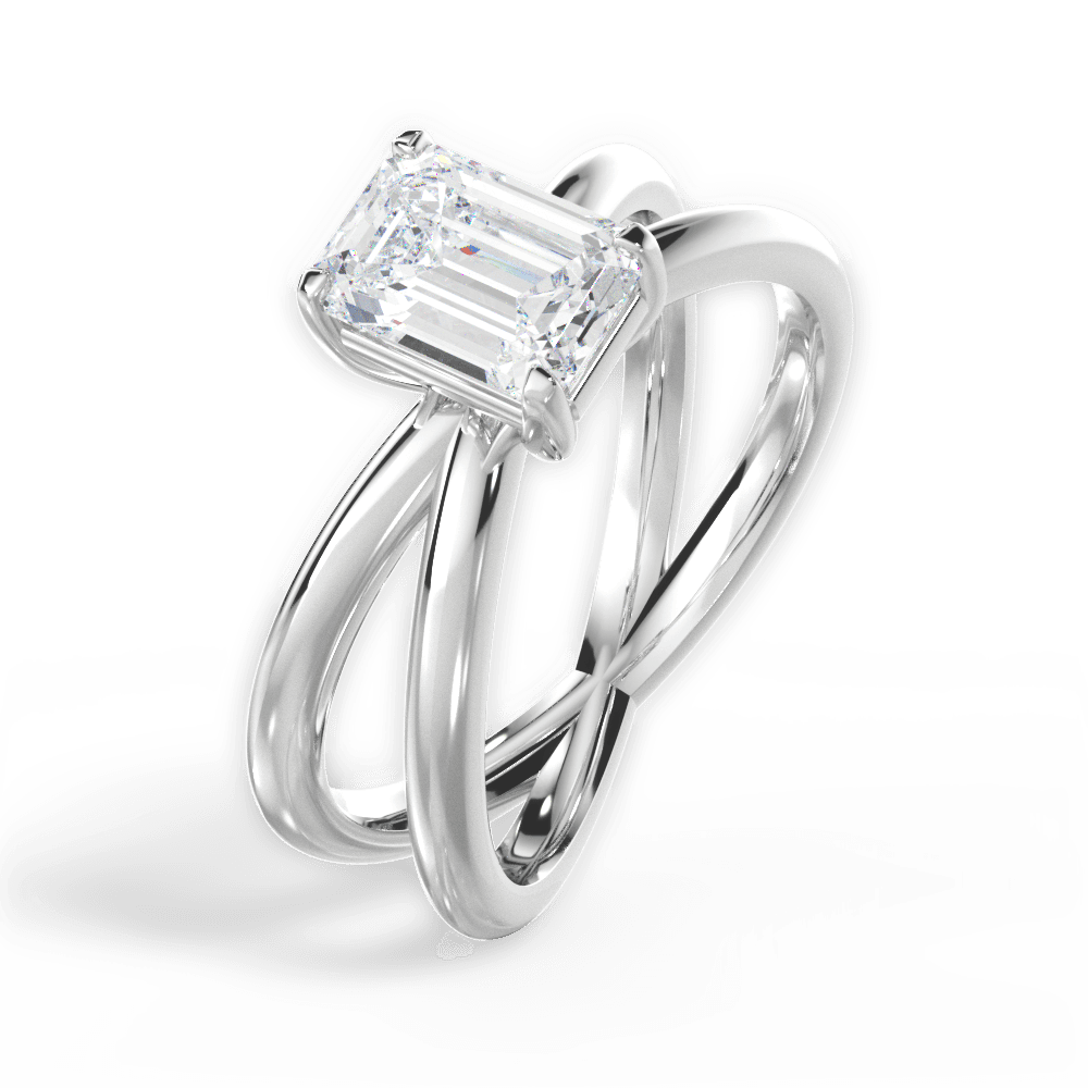 Ada Emerald Cut Lab Grown Diamond Platinum Engagement Ring - View 3