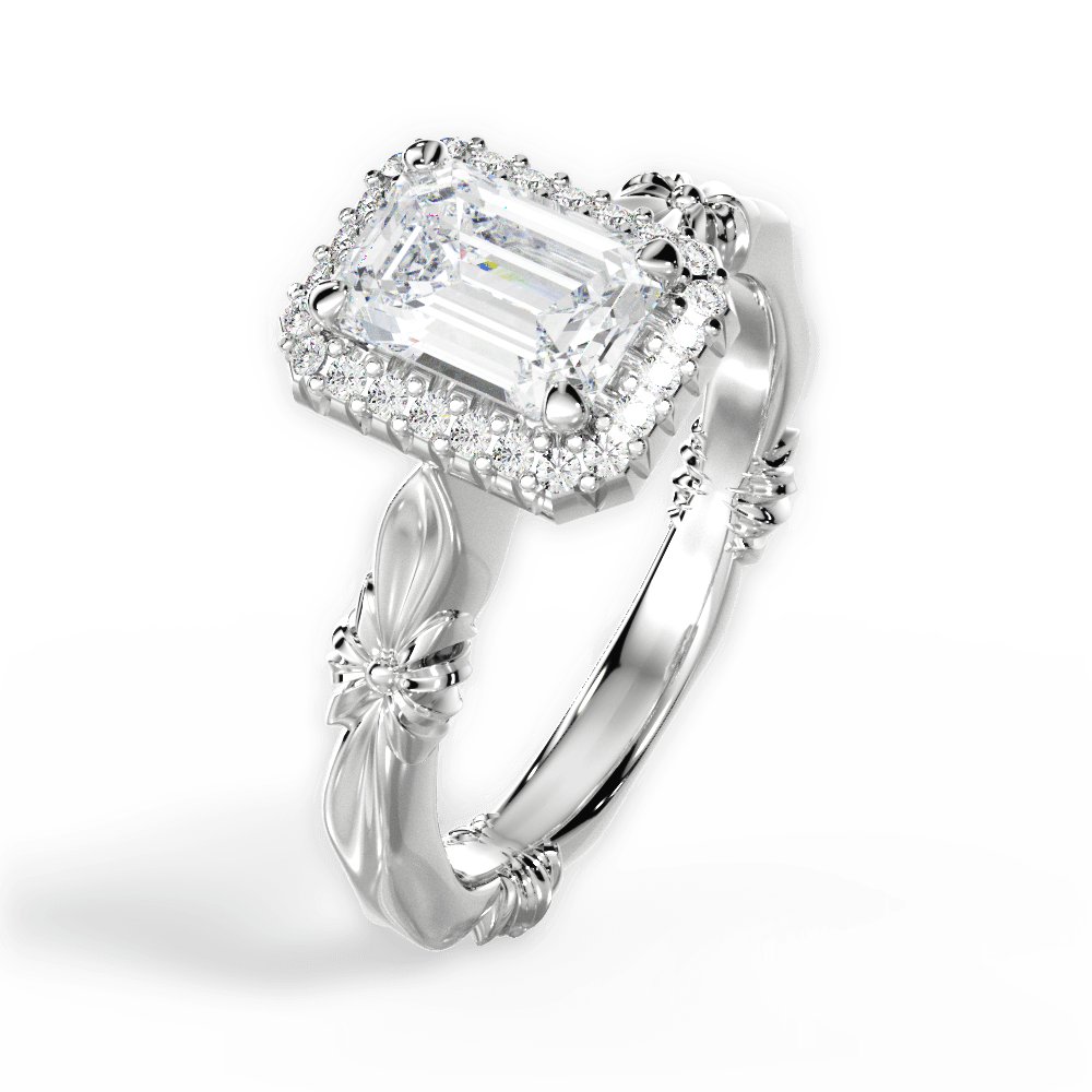 Erica Emerald Cut Lab Grown Diamond 18Kt White Gold Engagement Ring - View 4