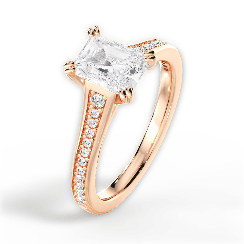 Delia Radiant Cut Lab Grown Diamond 18Kt Rose Gold Engagement Ring - View 2