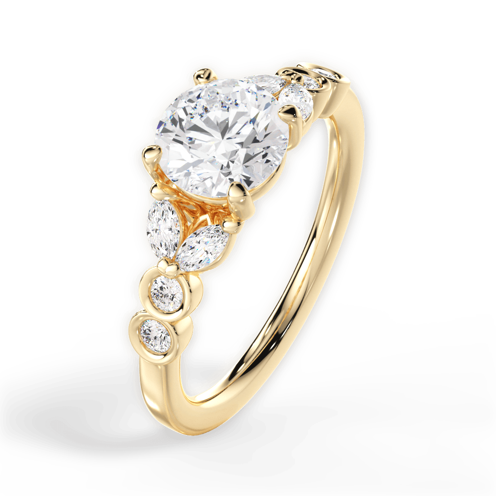 Evelyn Round Cut Lab Grown Diamond 18Kt Yellow Gold Engagement Ring - View 2