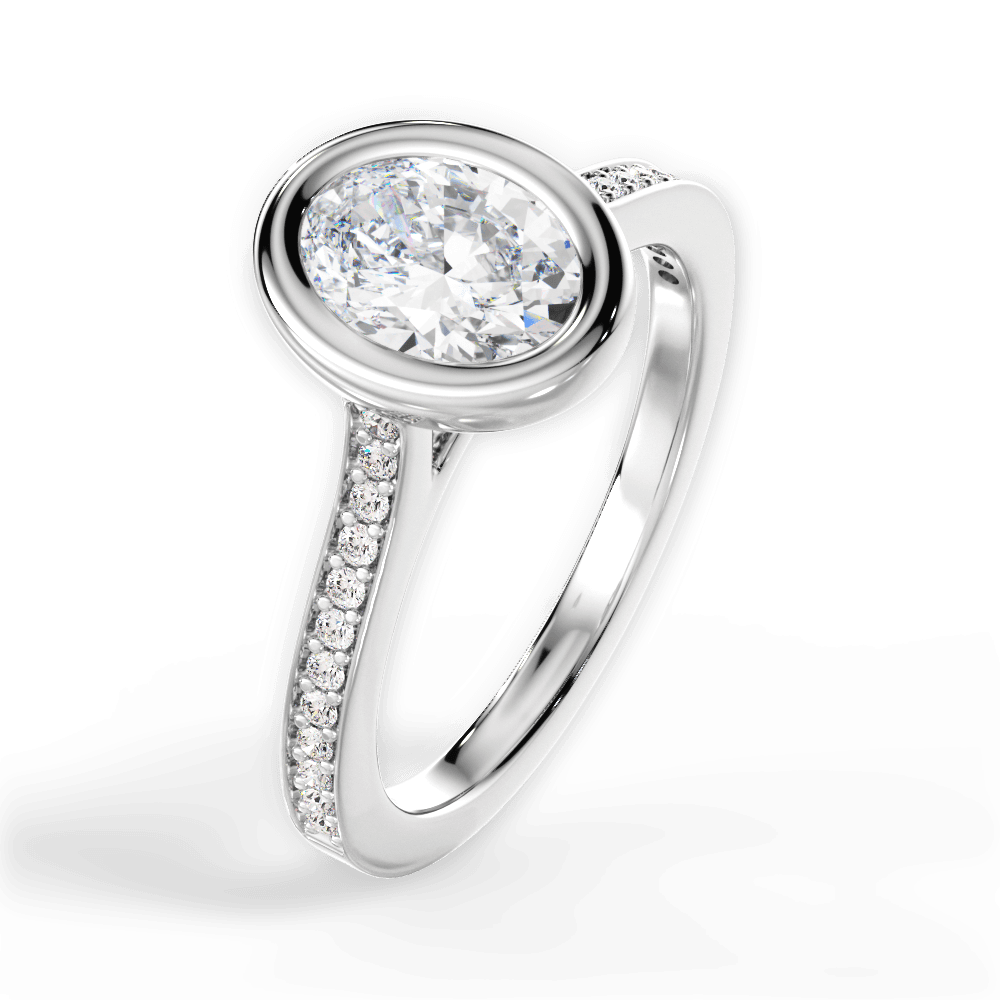Deanna Oval Cut Lab Grown Diamond 14Kt White Gold Engagement Ring - View 4