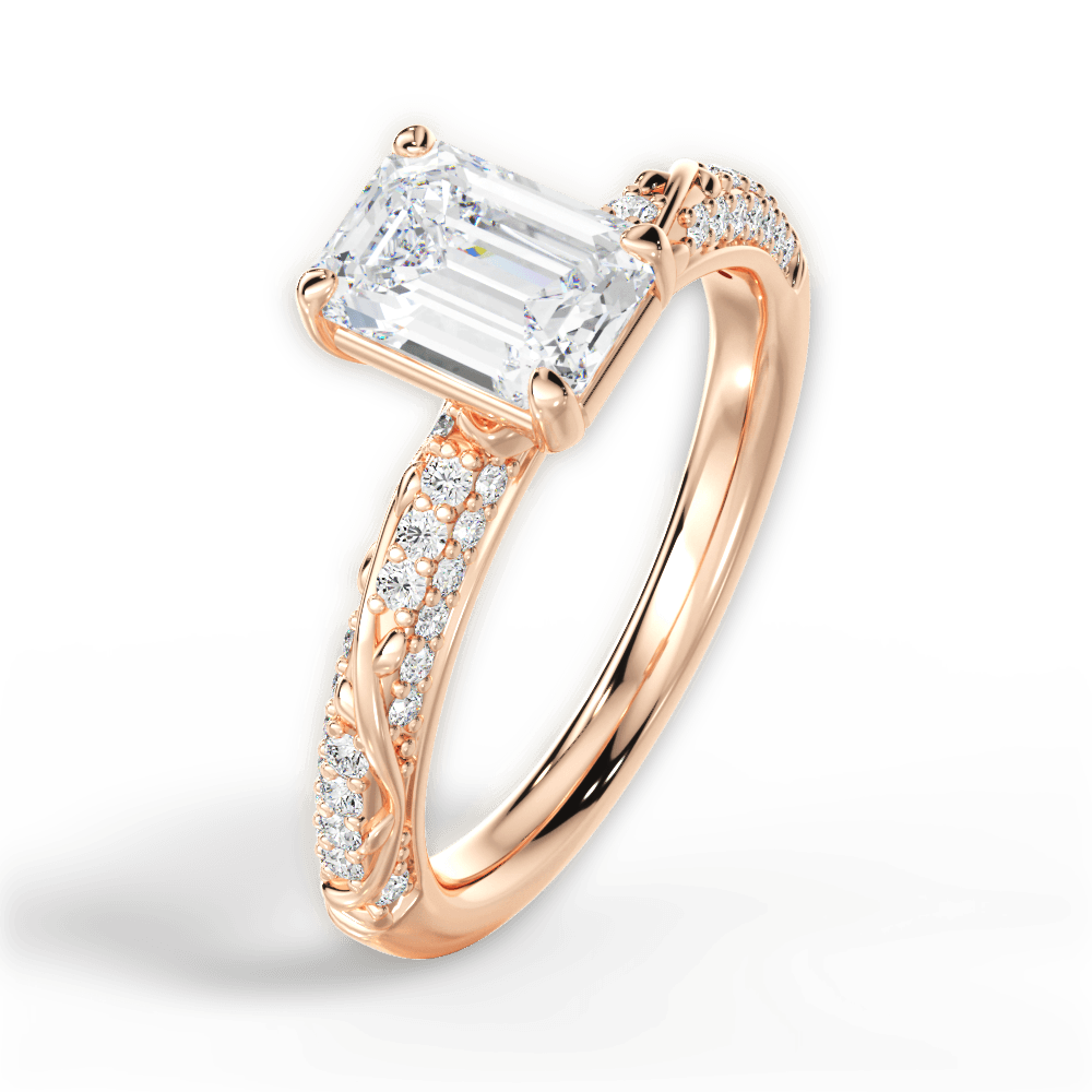 Gloria Emerald Cut Lab Grown Diamond 18Kt Rose Gold Engagement Ring - View 3