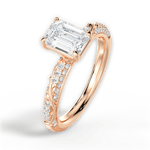 Gloria Emerald Cut Lab Grown Diamond 18Kt Rose Gold Engagement Ring - View 3