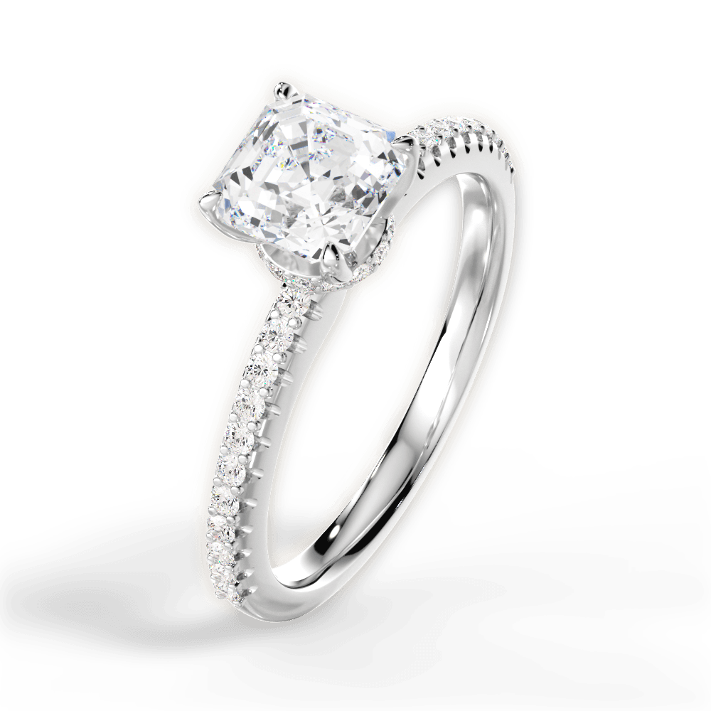 Giselle Asscher Cut Lab Grown Diamond 18Kt White Gold Engagement Ring - View 2