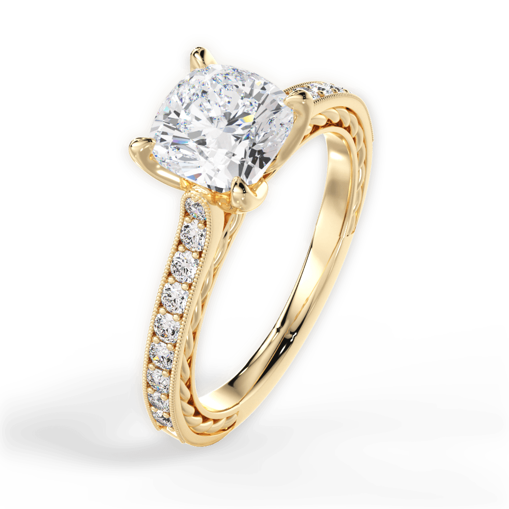 Gilda Cushion Cut Lab Grown Diamond 18Kt Yellow Gold Engagement Ring - View 4