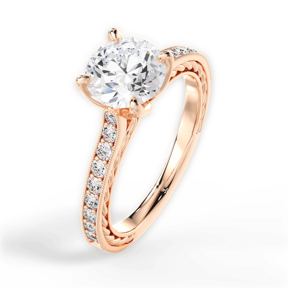 Gilda Round Cut Lab Grown Diamond 18Kt Rose Gold Engagement Ring - View 3