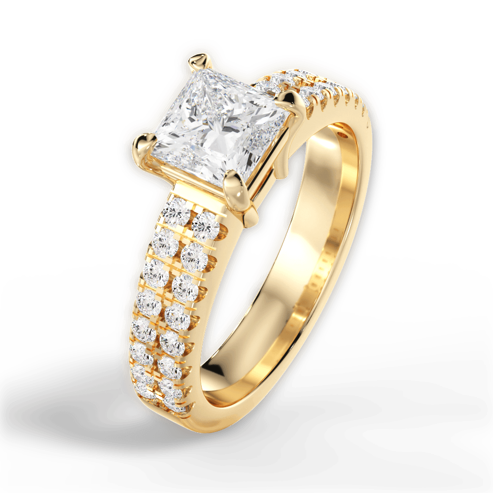 Kayla Princess Cut Lab Grown Diamond 18Kt Yellow Gold Engagement Ring - View 2