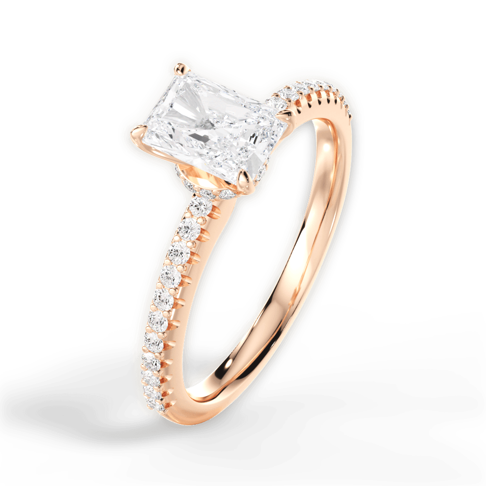 Giselle Radiant Cut Lab Grown Diamond 18Kt Rose Gold Engagement Ring - View 3