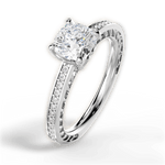 Donna Cushion Cut Lab Grown Diamond Platinum Engagement Ring - View 2
