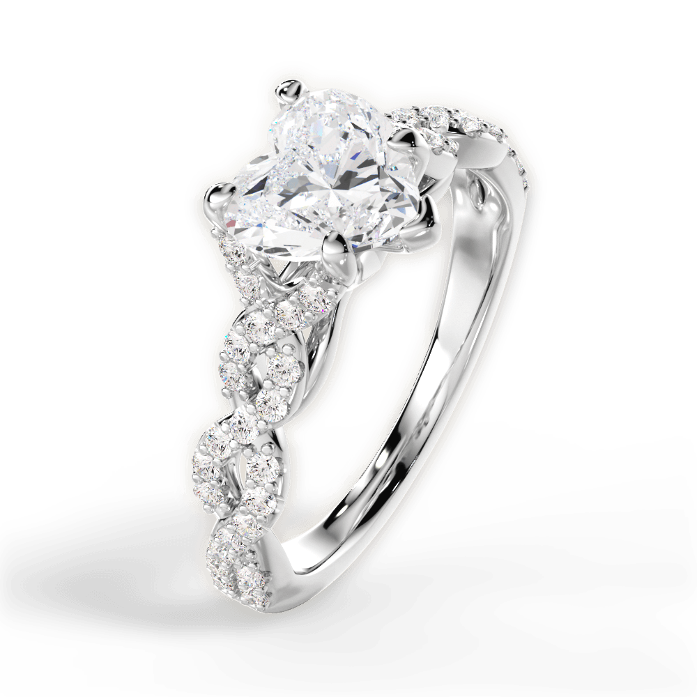 Justine Heart Cut Lab Grown Diamond Platinum Engagement Ring - View 2
