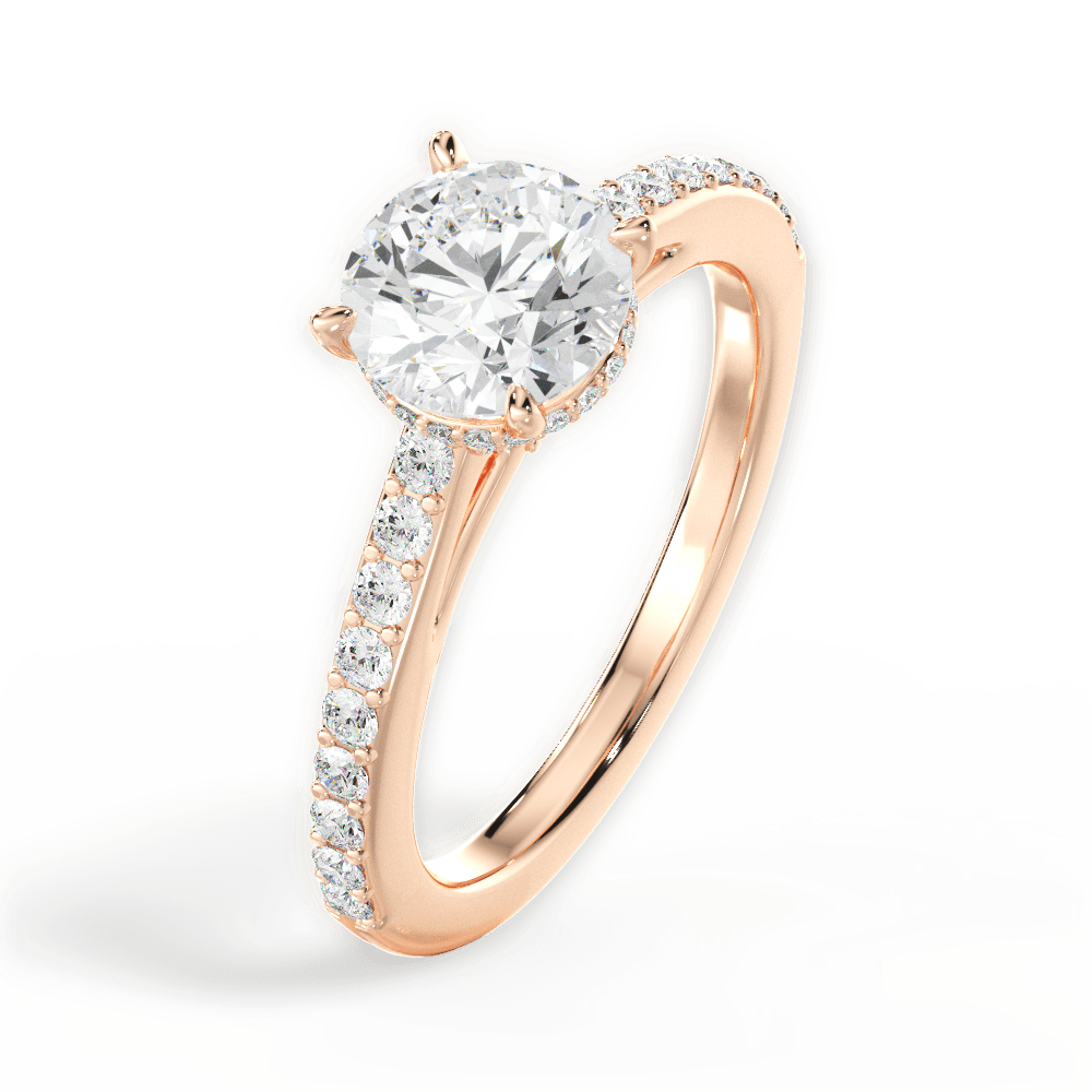 Joan Round Cut Lab Grown Diamond 18Kt Rose Gold Engagement Ring - View 3