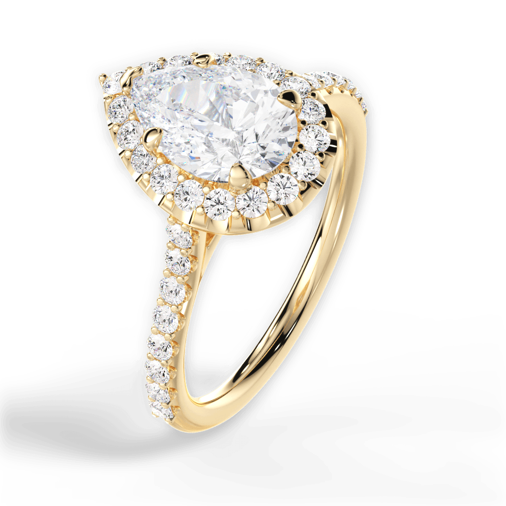 Leah Pear Cut Lab Grown Diamond 18Kt Yellow Gold Engagement Ring - View 3