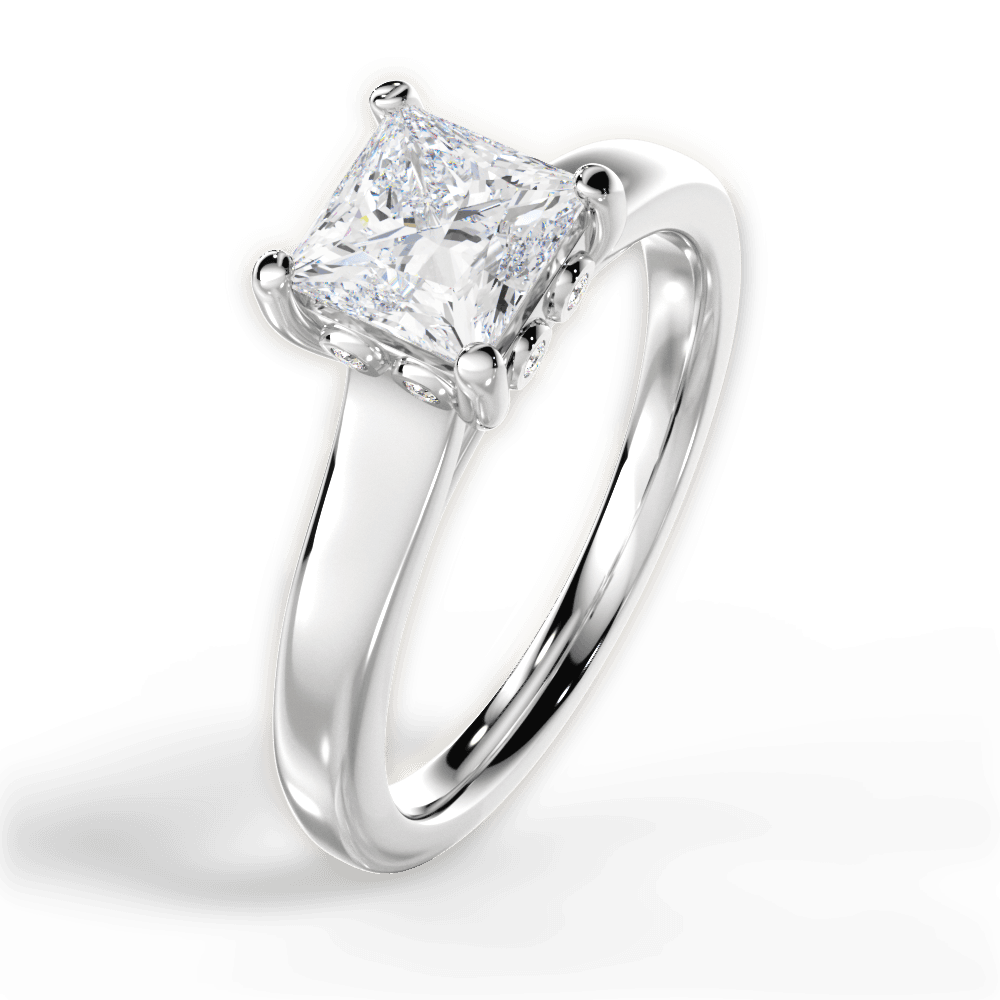 Carol Princess Cut Lab Grown Diamond 14Kt White Gold Engagement Ring - View 2