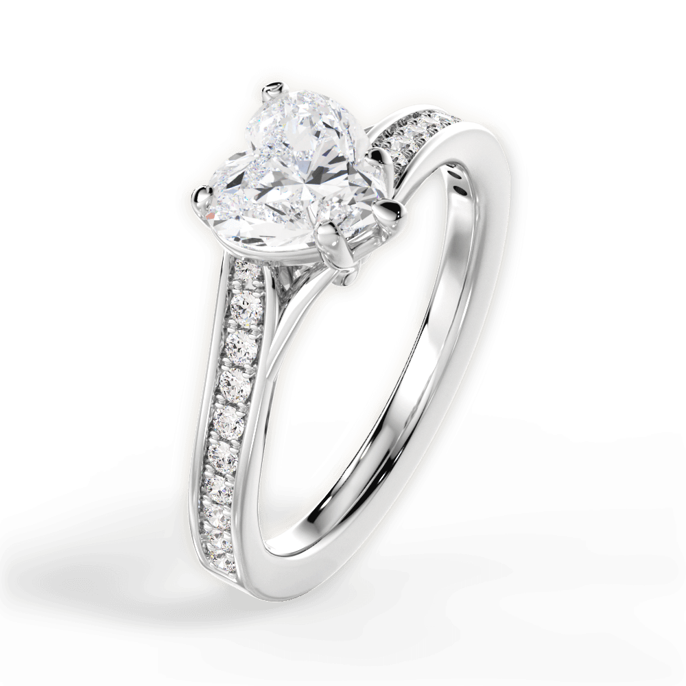 Elise Heart Cut Lab Grown Diamond 18Kt White Gold Engagement Ring - View 2
