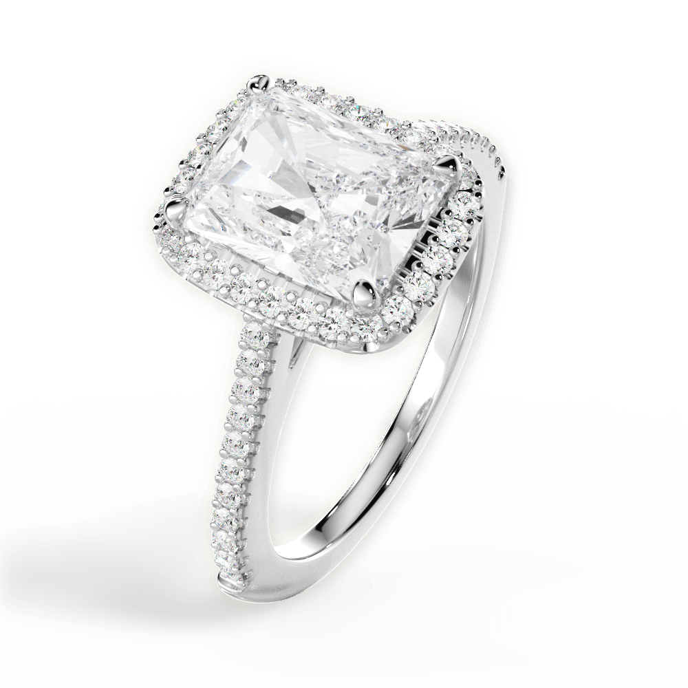 Jeanne Radiant Cut Lab Grown Diamond 18Kt White Gold Engagement Ring - View 2