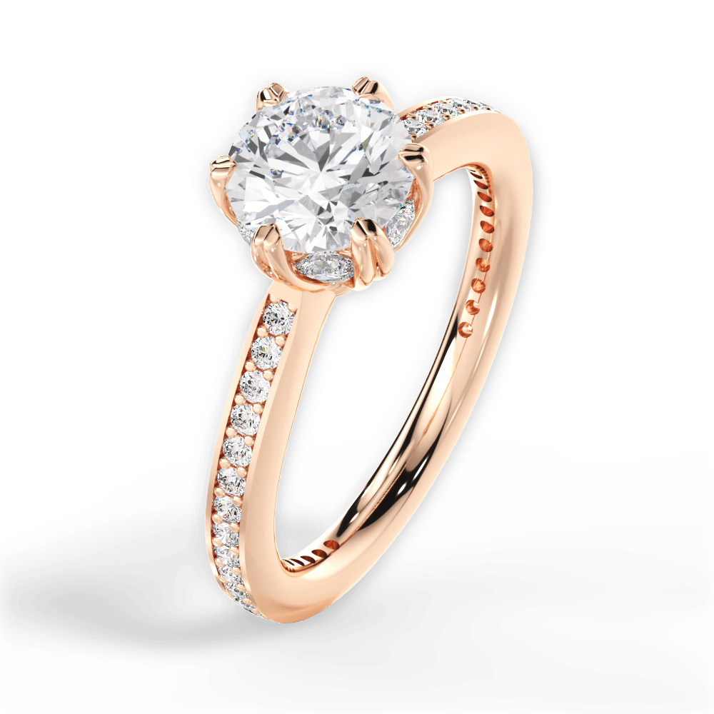 Louise Round Cut Lab Grown Diamond 18Kt Rose Gold Engagement Ring - View 4
