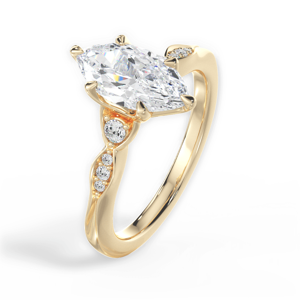 Cassie Marquise Cut Lab Grown Diamond 18Kt Yellow Gold Engagement Ring - View 4