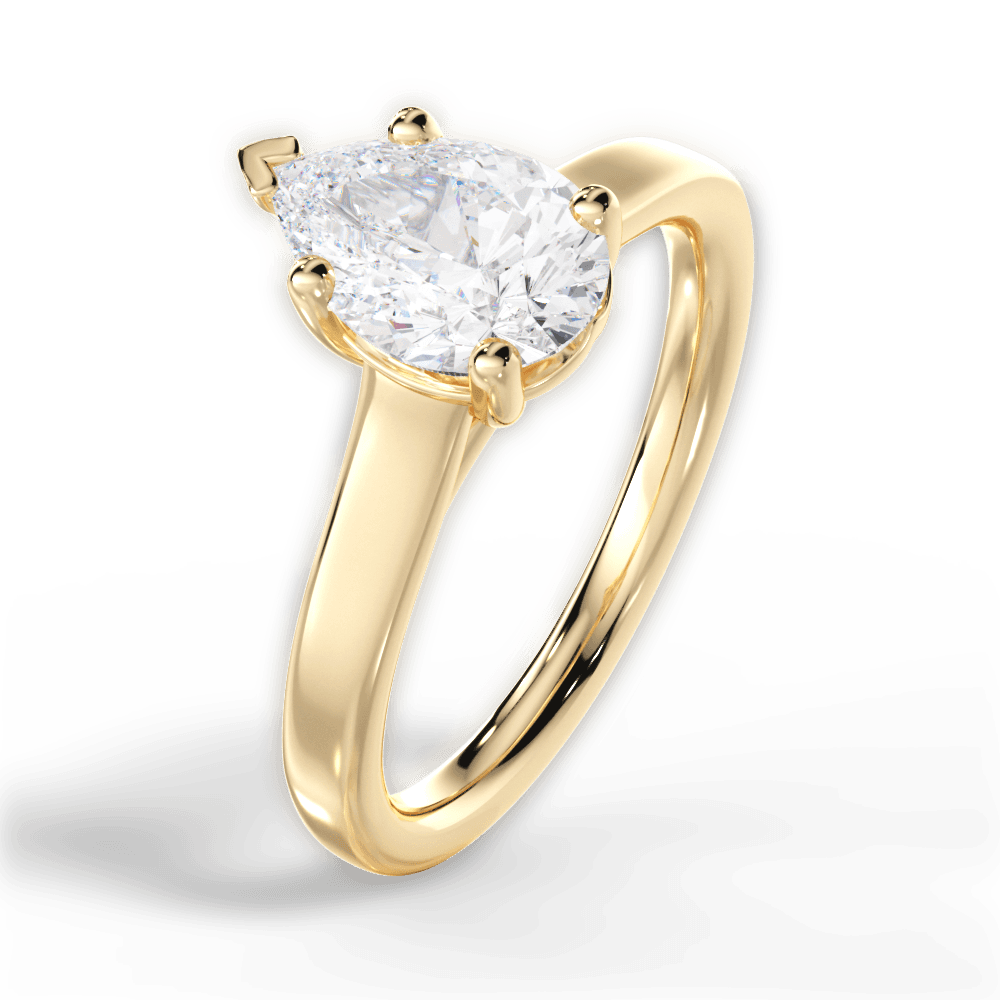 Ariana Pear Cut Lab Grown Diamond 18Kt Yellow Gold Engagement Ring - View 4