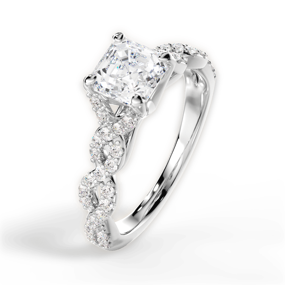 Justine Asscher Cut Lab Grown Diamond Platinum Engagement Ring - View 2