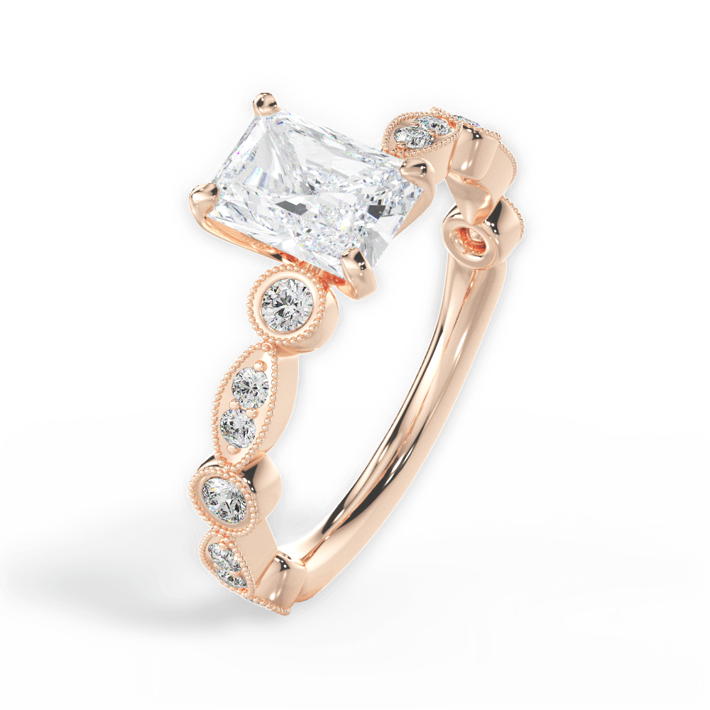 Edith Radiant Cut Lab Grown Diamond 18Kt Rose Gold Engagement Ring - View 4