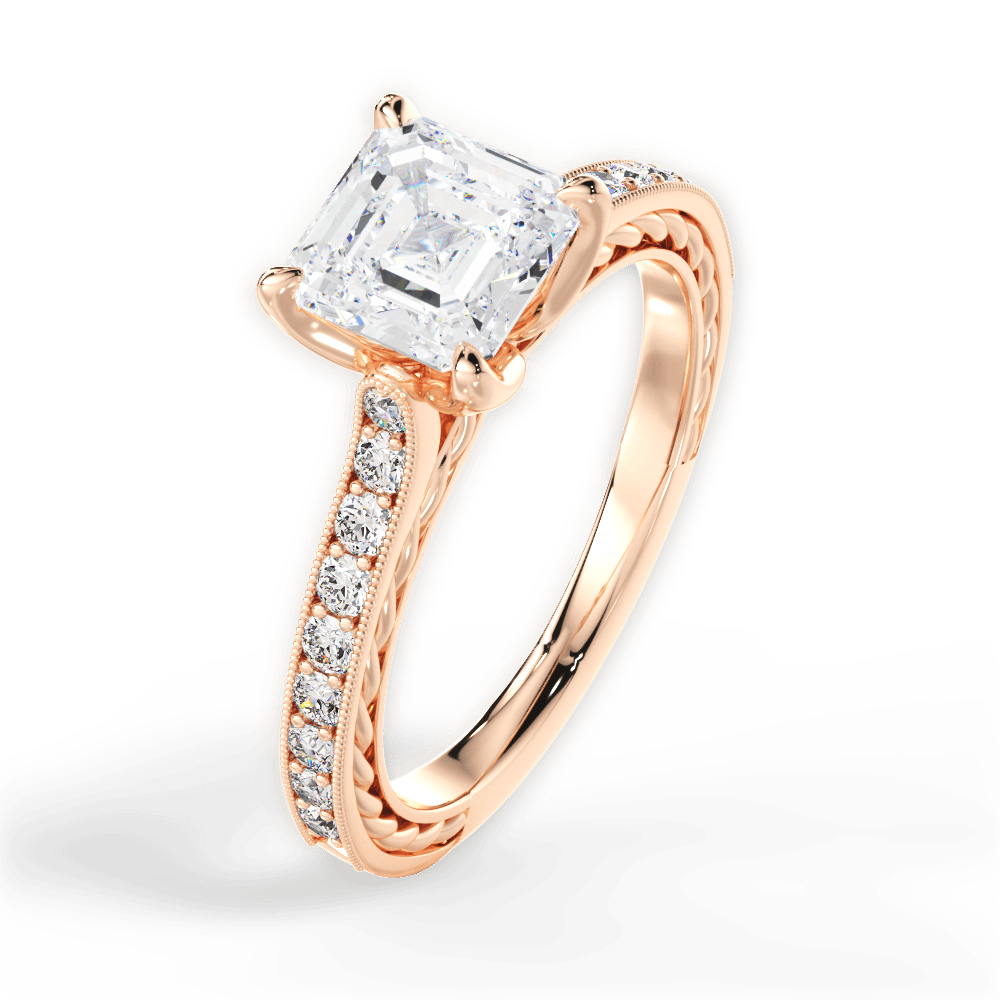 Gilda Asscher Cut Lab Grown Diamond 18Kt Rose Gold Engagement Ring - View 2