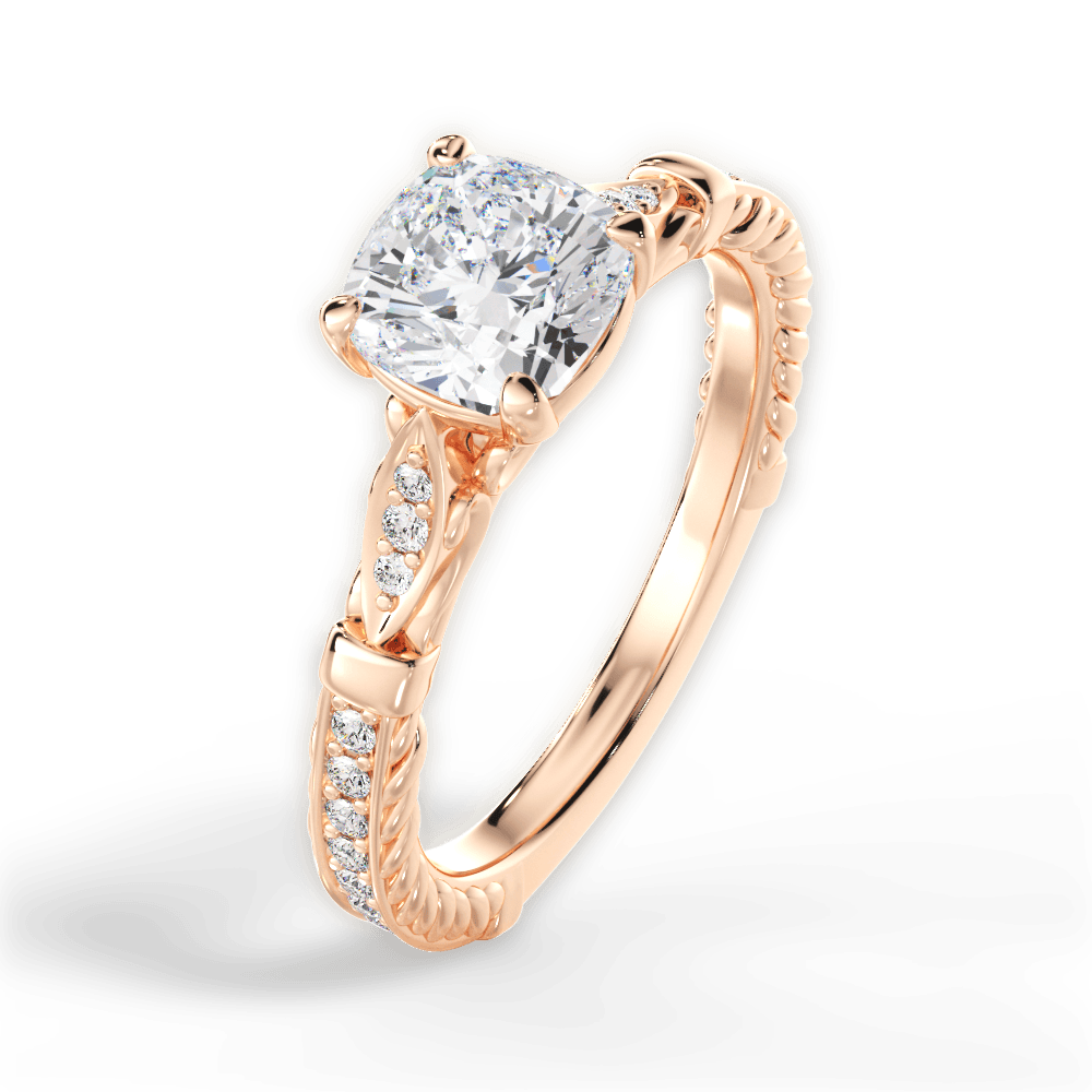 Gabriela Cushion Cut Lab Grown Diamond 18Kt Rose Gold Engagement Ring - View 2