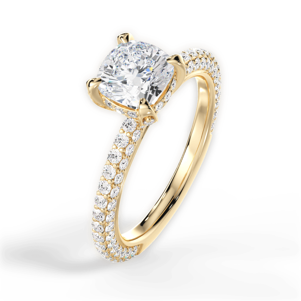 Madeline Cushion Cut Lab Grown Diamond 18Kt Yellow Gold Engagement Ring - View 4