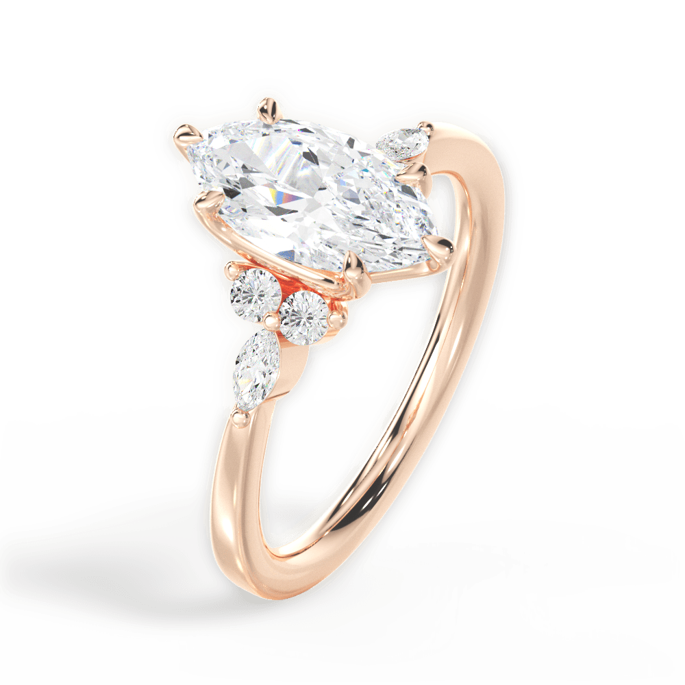 Cynthia Marquise Cut Lab Grown Diamond 18Kt Rose Gold Engagement Ring - View 2