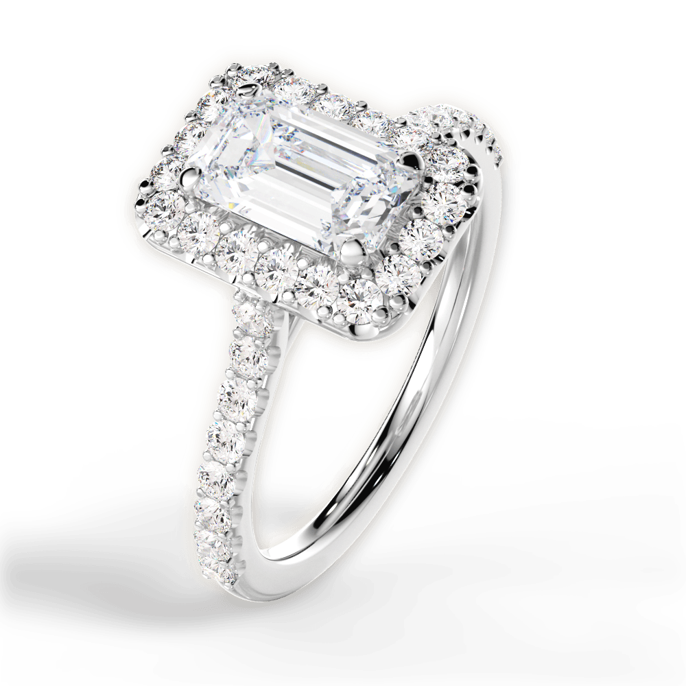 Ingrid Emerald Cut Lab Grown Diamond Platinum Engagement Ring - View 2