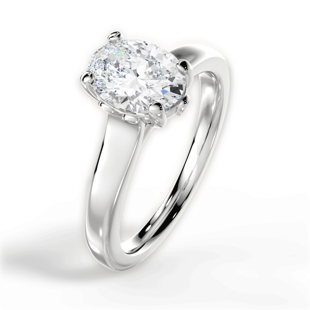 Carol Oval Cut Lab Grown Diamond 14Kt White Gold Engagement Ring - View 2