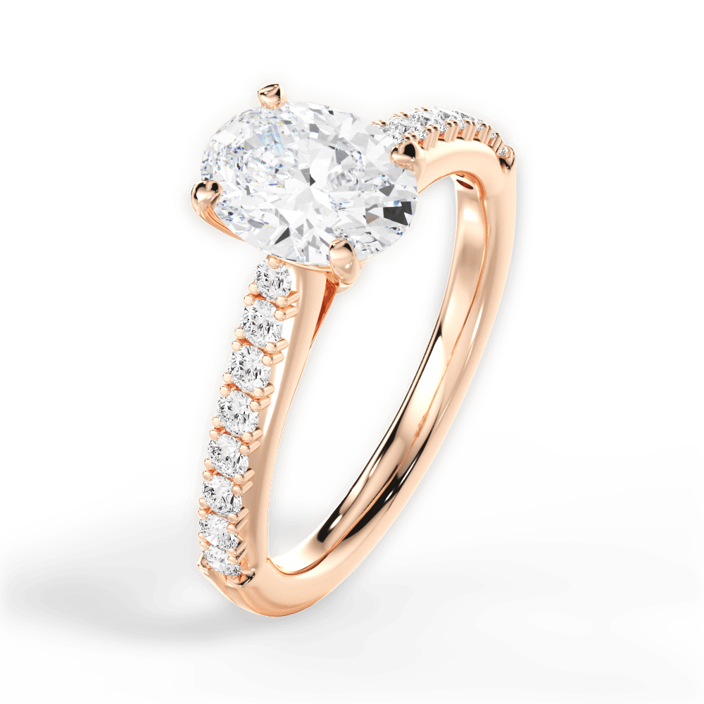 Elizabeth Oval Cut Lab Grown Diamond 18Kt Rose Gold Engagement Ring - View 3