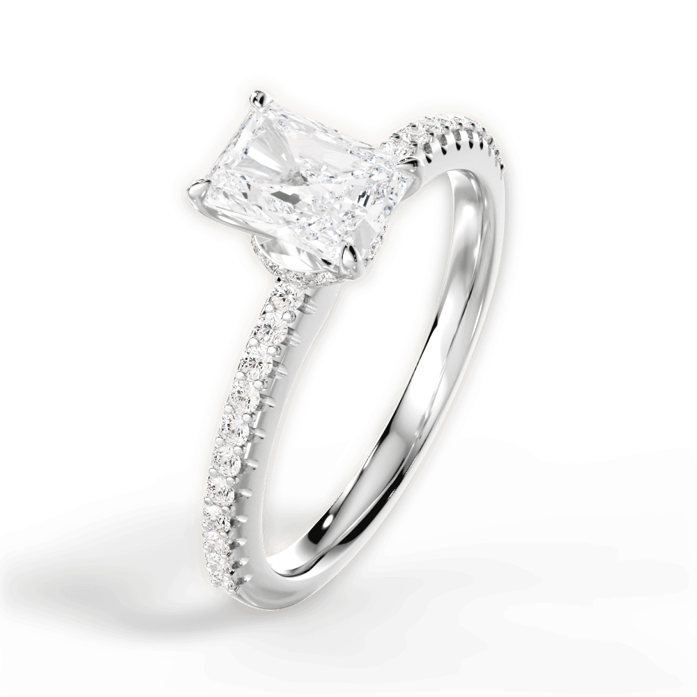 Giselle Radiant Cut Lab Grown Diamond 14Kt White Gold Engagement Ring - View 2