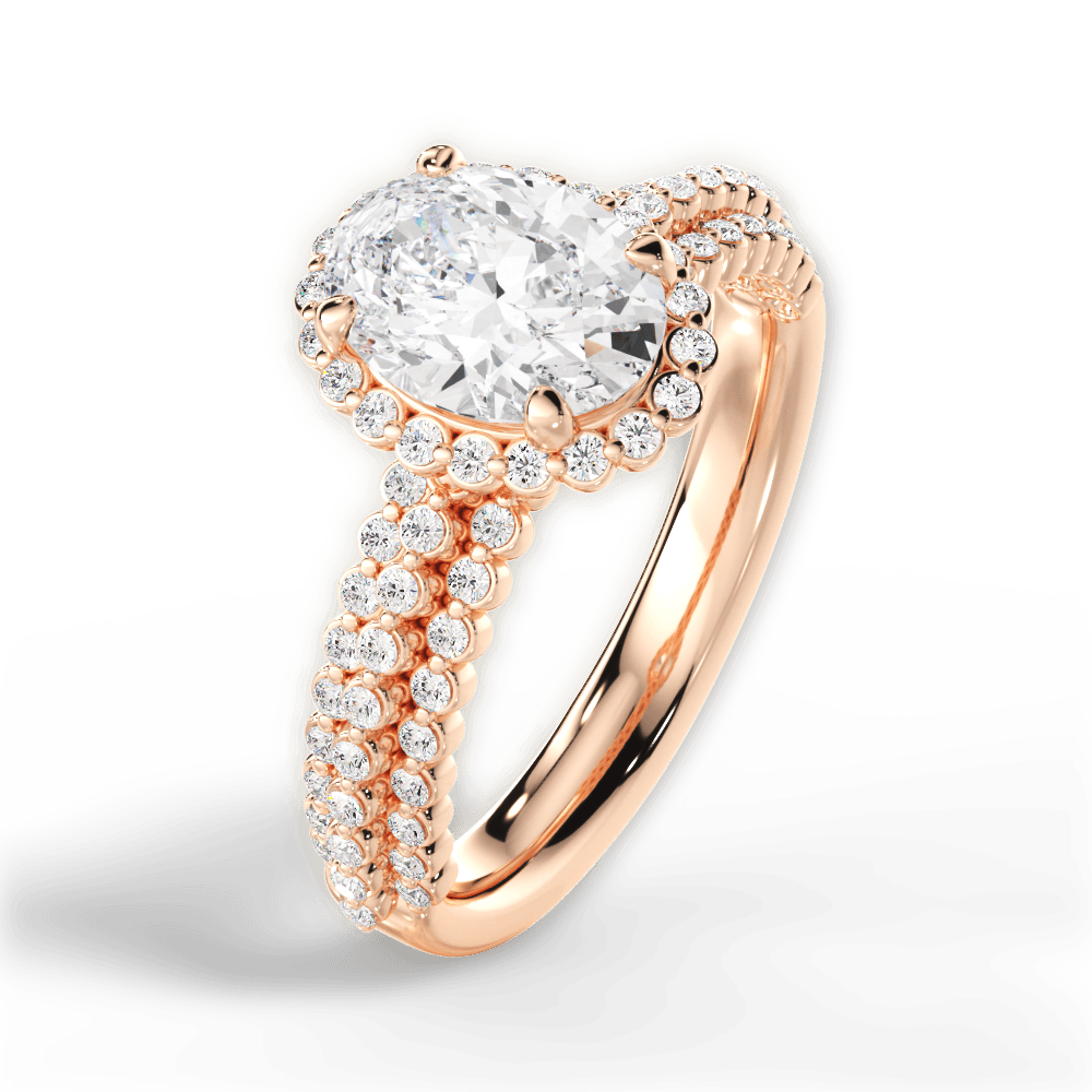 Jocelyn Oval Cut Lab Grown Diamond 18Kt Rose Gold Engagement Ring - View 2
