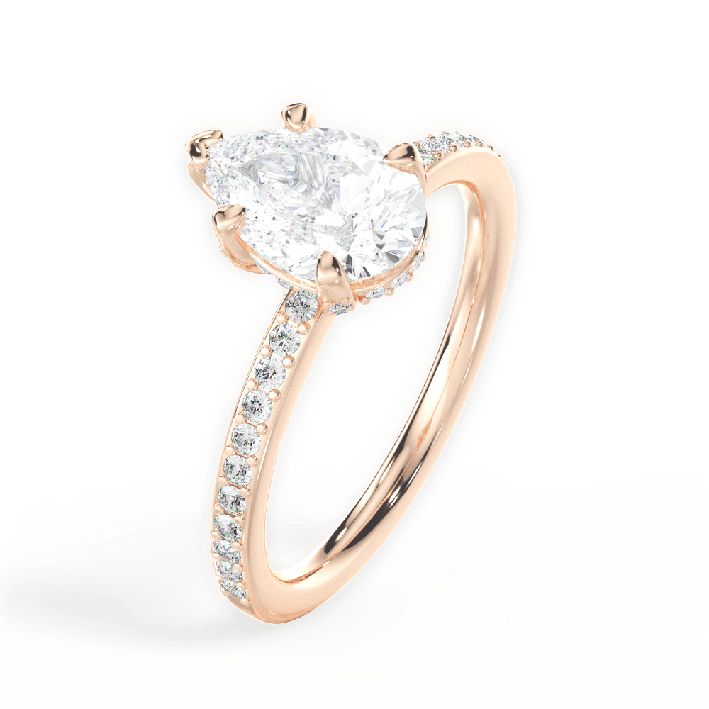 Janice Pear Cut Lab Grown Diamond 18Kt Rose Gold Engagement Ring - View 3