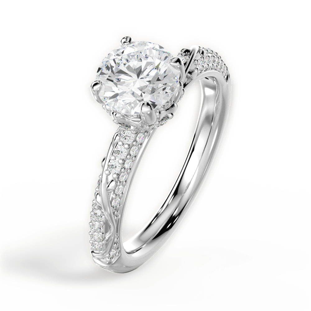 Josephine Round Cut Lab Grown Diamond 14Kt White Gold Engagement Ring - View 2