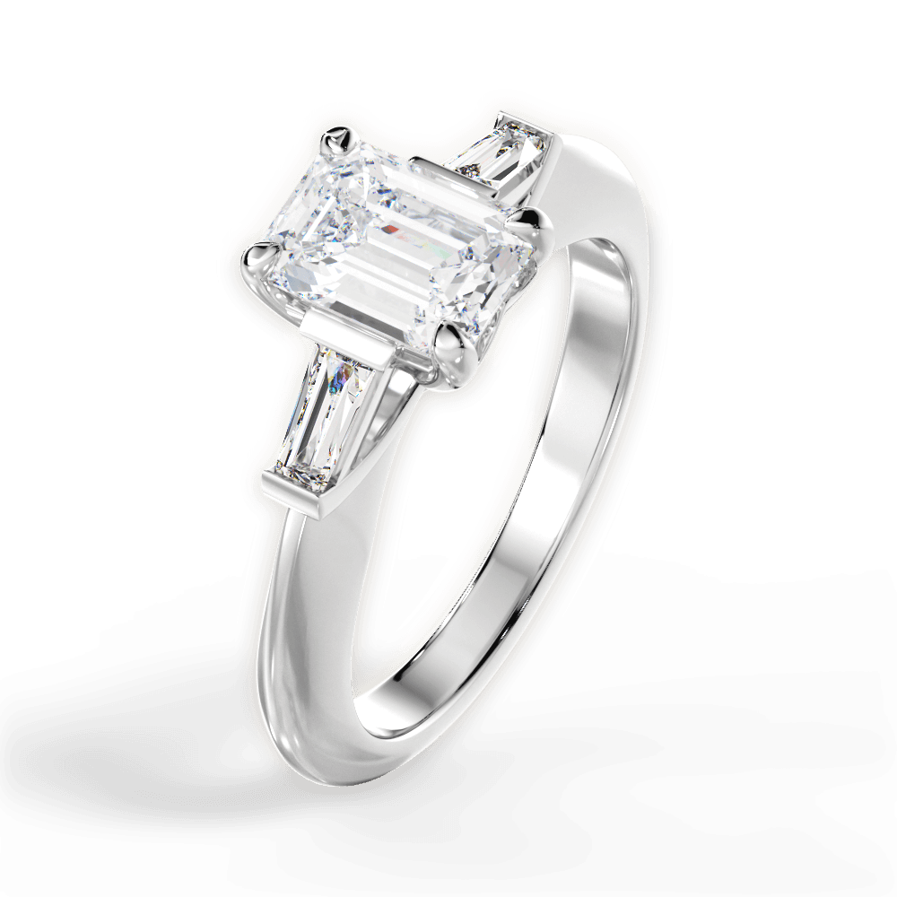 Emily Emerald Cut Lab Grown Diamond Platinum Engagement Ring - View 2