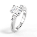 Emily Emerald Cut Lab Grown Diamond 18Kt White Gold Engagement Ring - View 2