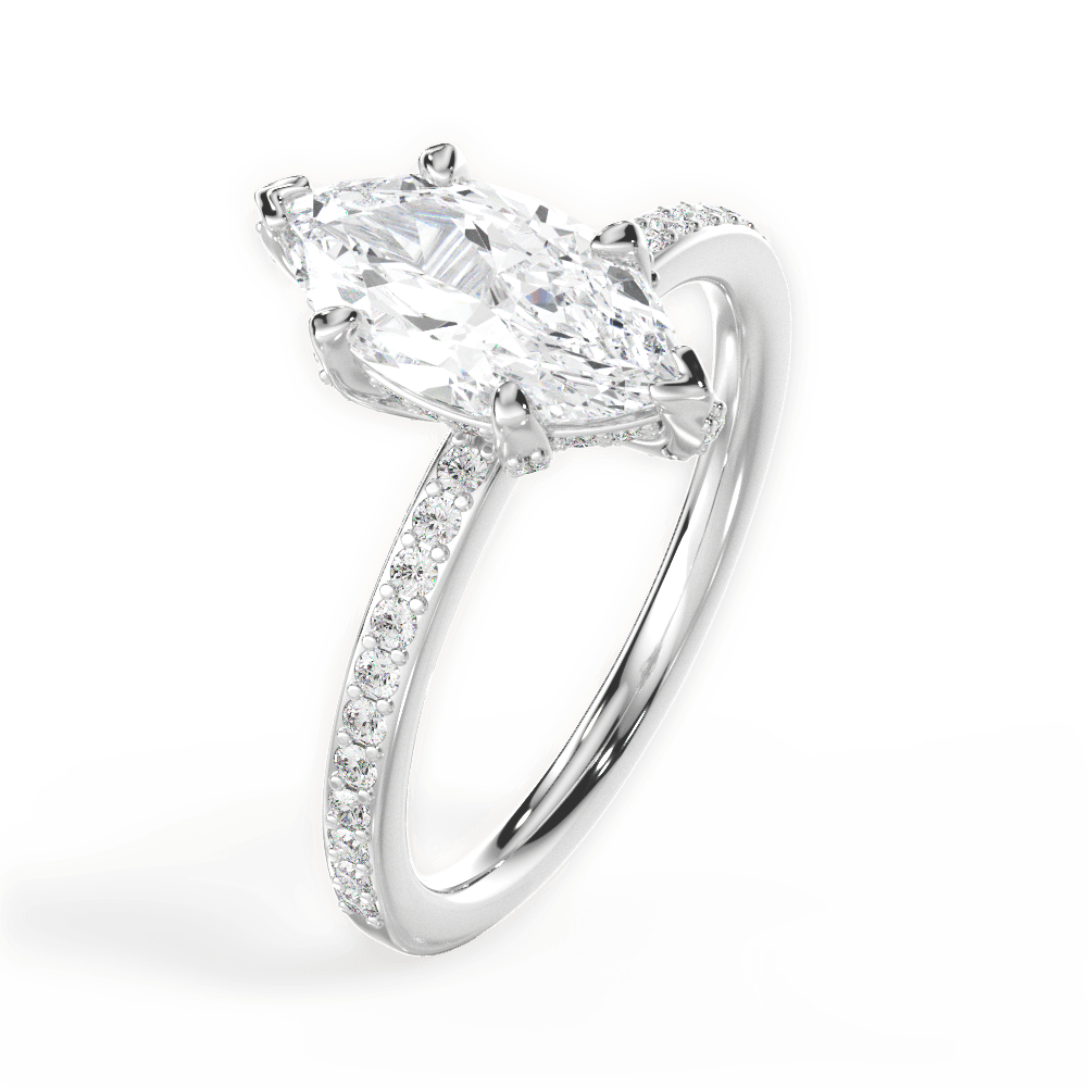 Janice Marquise Cut Lab Grown Diamond 14Kt White Gold Engagement Ring - View 2