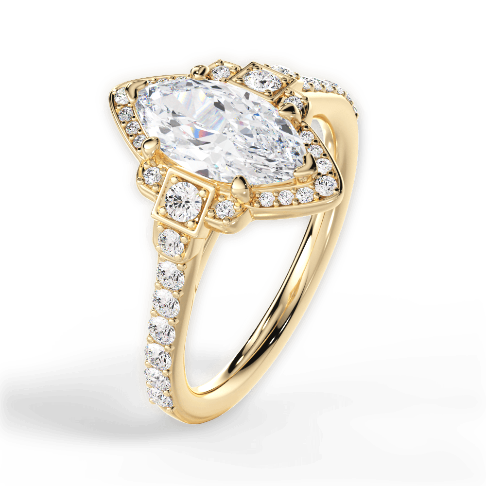Joyce Marquise Cut Lab Grown Diamond 18Kt Yellow Gold Engagement Ring - View 2