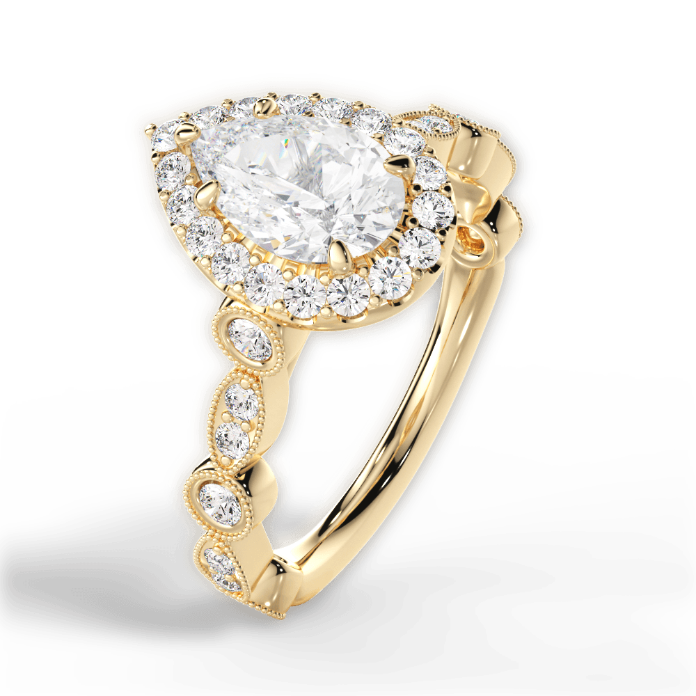 Irene Pear Cut Lab Grown Diamond 18Kt Yellow Gold Engagement Ring - View 4