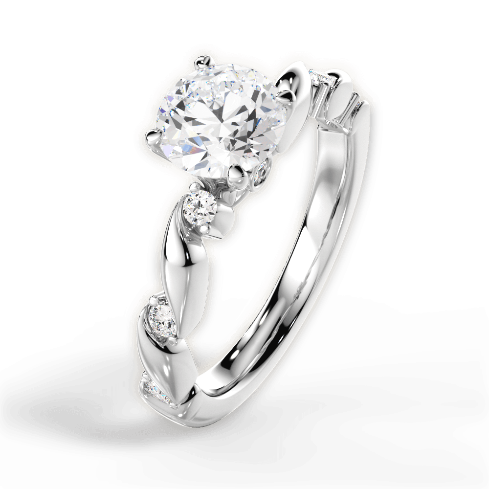 Emma Round Cut Lab Grown Diamond 18Kt White Gold Engagement Ring - View 3