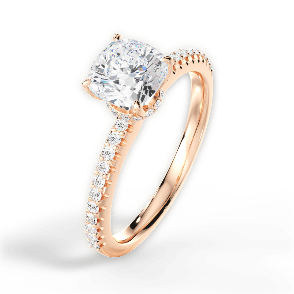 Giselle Cushion Cut Lab Grown Diamond 18Kt Rose Gold Engagement Ring - View 4
