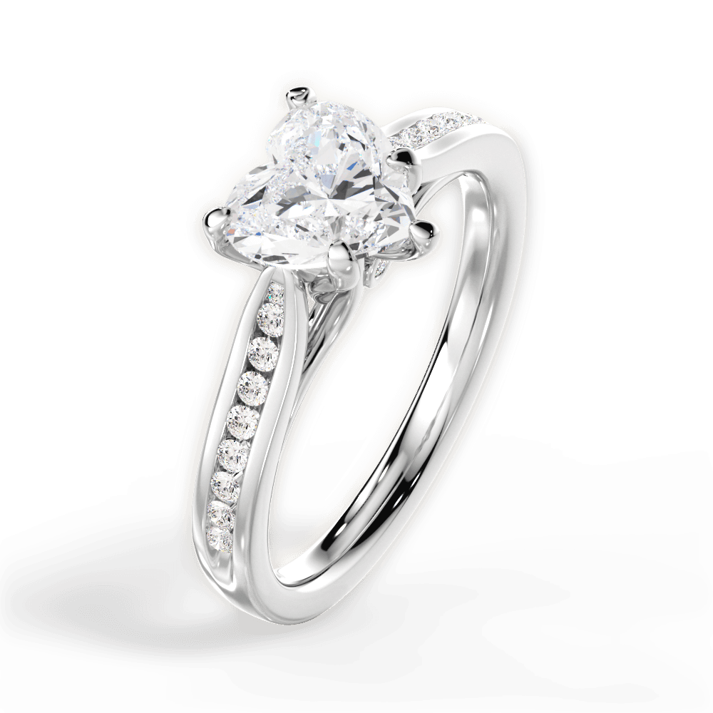 Elena Heart Cut Lab Grown Diamond 18Kt White Gold Engagement Ring - View 2
