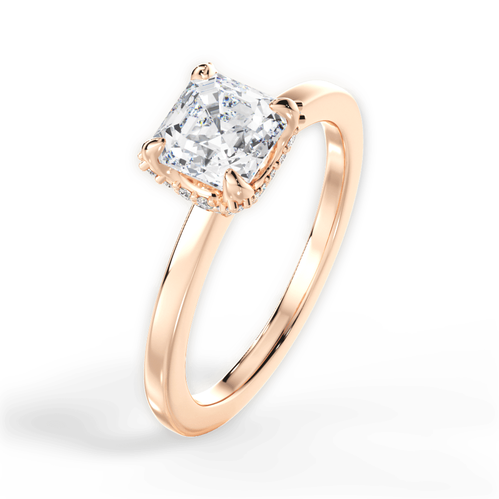Gemma Asscher Cut Lab Grown Diamond 18Kt Rose Gold Engagement Ring - View 3